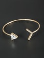 thumb Triangle Gold Plated Zircon White Bangle 0