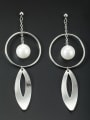 thumb White color Platinum Plated Round Pearl Drop drop Earring 0