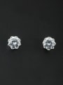 thumb White Round Studs stud Earring with Platinum Plated Zircon 0