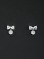thumb Personalized Platinum Plated White Heart Zircon Drop drop Earring 0