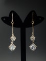 thumb Custom White Square Drop drop Earring with Gold Plated 0