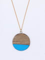 thumb Multicolor Round Necklac with Gold Plated Wood 0