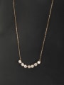 thumb White Round Necklace with Gold Plated Zircon 0
