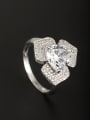 thumb White Flower Ring with Platinum Plated Copper Zircon  6#-9# 0