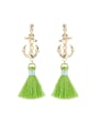thumb The new Gold Plated Copper  Drop drop Earring with Green 0