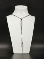 thumb White Square Necklace with Platinum Plated Copper Zircon 0