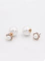 thumb Personalized Rose Plated White Round Pearl Studs stud Earring 0