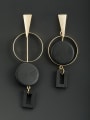 thumb Custom Black Round Drop drop Earring with Gold Plated 0