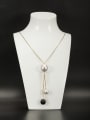 thumb White Round Necklace with Gold Plated Copper Pearl 0