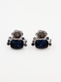 thumb Mother's Initial Navy Studs stud Earring with  austrian Crystals 0