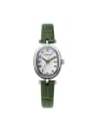 thumb Fashion Green Alloy Japanese Quartz Oval Genuine Leather Women's Watch 24-27.5mm 0