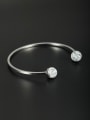thumb Mother's Initial White Bangle with Round Stone 0