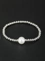 thumb Personalized Platinum Plated White Round Pearl Bracelet 0