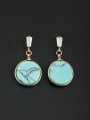 thumb Gold Plated Round Turquoise White Drop drop Earring 0