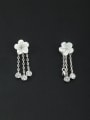 thumb Mother's Initial White Drop drop Earring with Flower Zircon 0