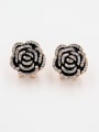 thumb The new  Gold Plated Rhinestone Flower Drop stud Earring with Black 0