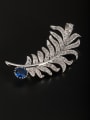 thumb Platinum Plated Feather Zircon Lapel Pins & Brooche 0