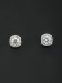 thumb White color Platinum Plated Round Zircon Studs stud Earring 0