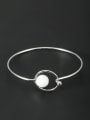 thumb Platinum Plated Round Pearl White Bangle 0