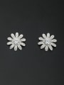 thumb New design Platinum Plated Flower Zircon Studs stud Earring in White color 0