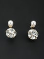 thumb Custom White Round Studs stud Earring with Gold Plated 0