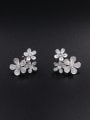 thumb Custom White Flower Studs stud Earring with Platinum Plated 0