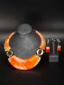 thumb The new Gold Plated Acrylic Statement 2 Pieces Set with Orange 1