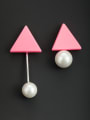 thumb Platinum Plated Pink Triangle Drop drop Earring  With Pearl 0