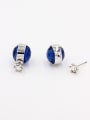 thumb Round Platinum Plated austrian Crystals Navy Studs stud Earring 0