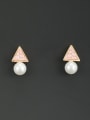 thumb White Round Studs stud Earring with Gold Plated Pearl 0