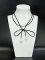 thumb Black Round Choker White Pearl Gold Plated 0