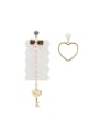 thumb White color Gold Plated Chinlon Heart Pearl Drop drop Earring 0