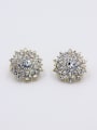 thumb New design Gold Plated Flower Rhinestone Studs stud Earring in White color 0