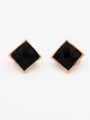 thumb Rose Plated Square Black Lucite Beautiful Studs stud Earring 0