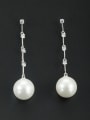 thumb Model No LYE212062B Mother's Initial White Drop drop Earring with Round Pearl 0