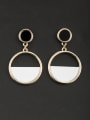 thumb White Round Drop drop Earring with Gold Plated Copper Acrylic 0