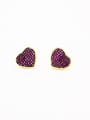 thumb The new Gold Plated Copper Zircon Heart Studs stud Earring with Fuchsia 0