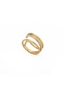 thumb Gold Plated Stainless steel Round Rhinestone Gold Band Stacking Ring 0