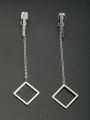thumb Fashion Stainless steel Square Drop threader Earring 0