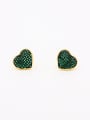 thumb Gold Plated Copper Heart Green Zircon Beautiful Studs stud Earring 0