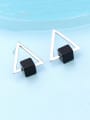 thumb Custom Black Triangle Studs stud Earring with Silver-Plated 925 Silver 0