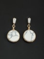 thumb Gold Plated Round White Stone Beautiful Drop drop Earring 0