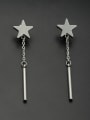 thumb Mother's Initial White Drop threader Earring with Star 0