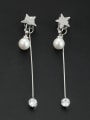 thumb New design Platinum Plated Star Pearl Drop drop Earring in White color 0