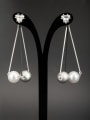 thumb A Platinum Plated Copper Stylish Pearl Drop drop Earring Of Round 0