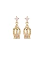 thumb Custom Pink Drop drop Earring with Gold Plated Copper 0