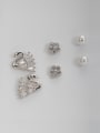 thumb Animal Motif Platinum Plated Zircon White Combined Studs stud Earring 0