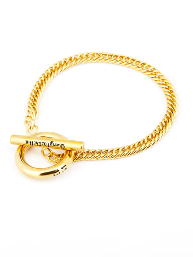 Gold Round Bracelet with Gold Plated Titanium