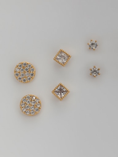 Gold Plated Round White Zircon Beautiful Combined Studs stud Earring