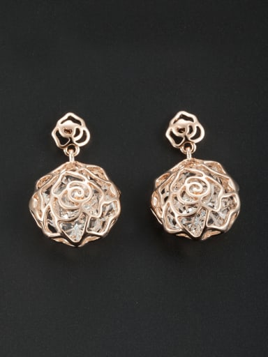 Custom White Flower Drop drop Earring with Rose Plated